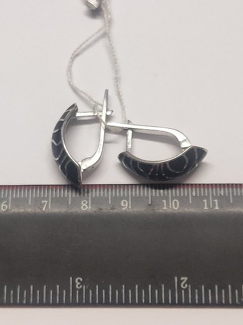 Срібні сережки з емаллю (30292602) 3