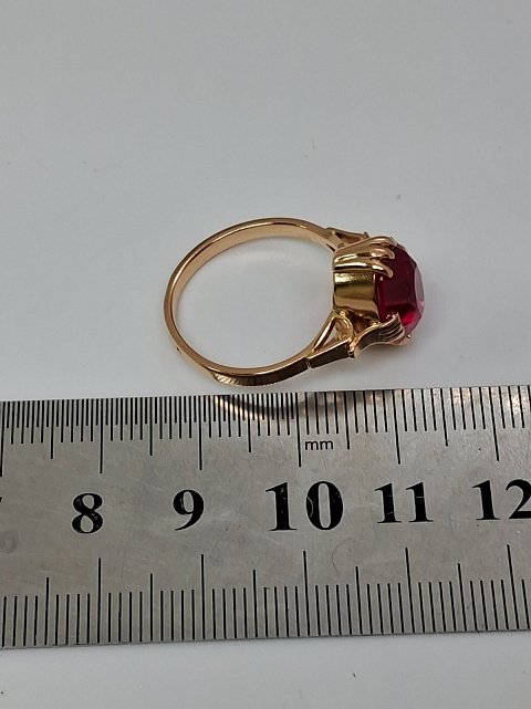 Кольцо из красного золота с корундом (32290077) 6