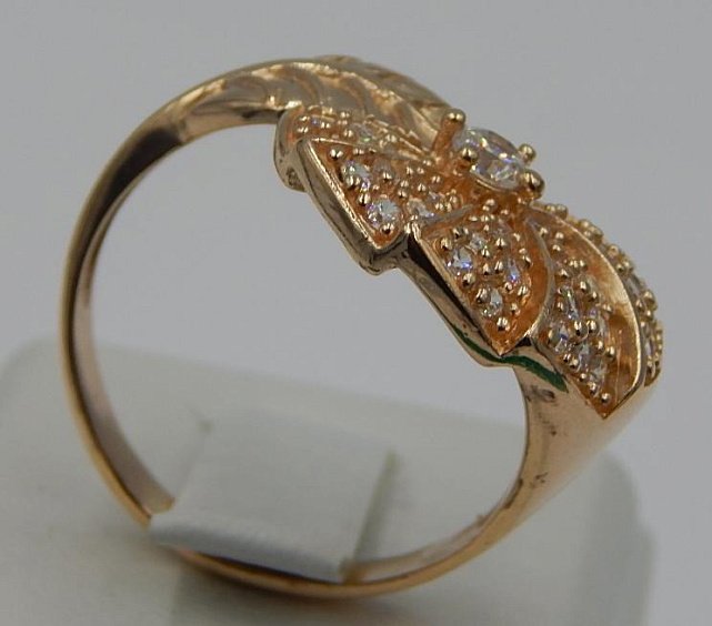 Кольцо из красного золота с цирконием (30852298) 2