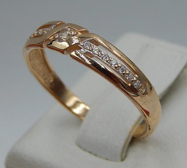 Кольцо из красного золота с цирконием (32476792) 2