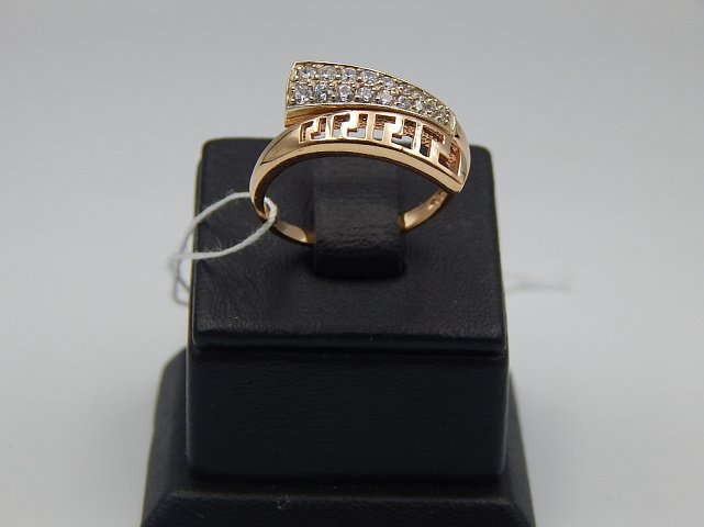 Кольцо из красного и белого золота с цирконием (32272293)  1