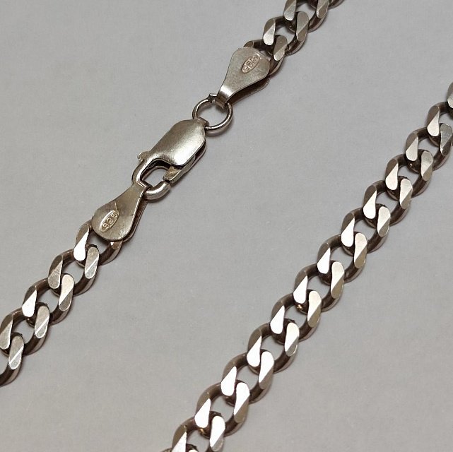 Серебряная цепь с плетением панцирное (33497866) 0