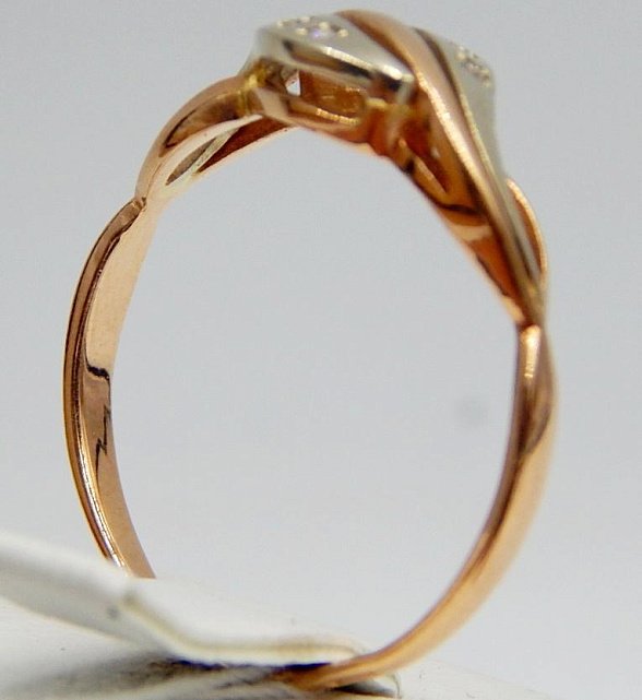 Кольцо из красного и желтого золота с цирконием (33660804) 4