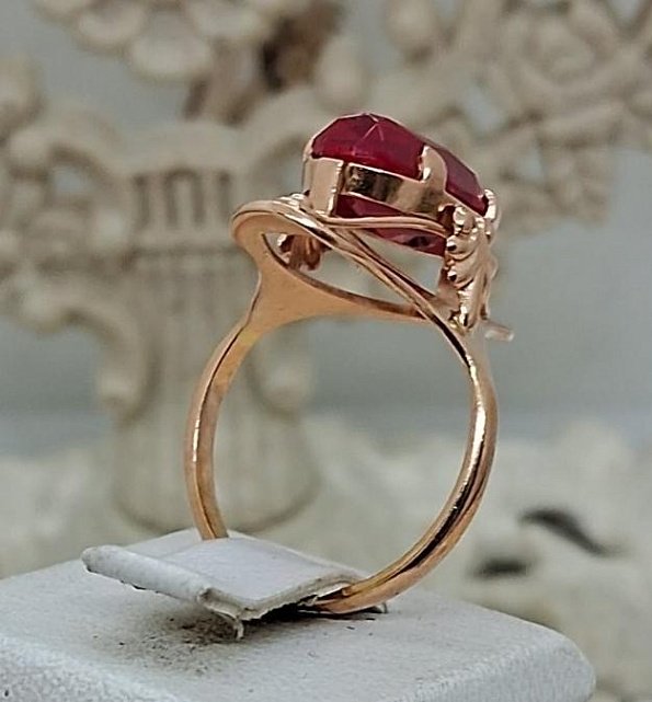 Кольцо из красного золота с корундом (32733170) 2