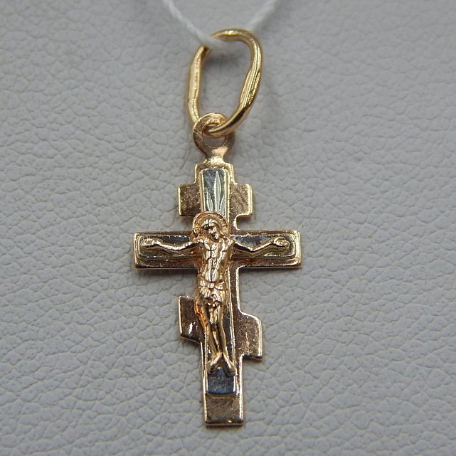Підвіс-хрест з червоного та білого золота (33931127) 0