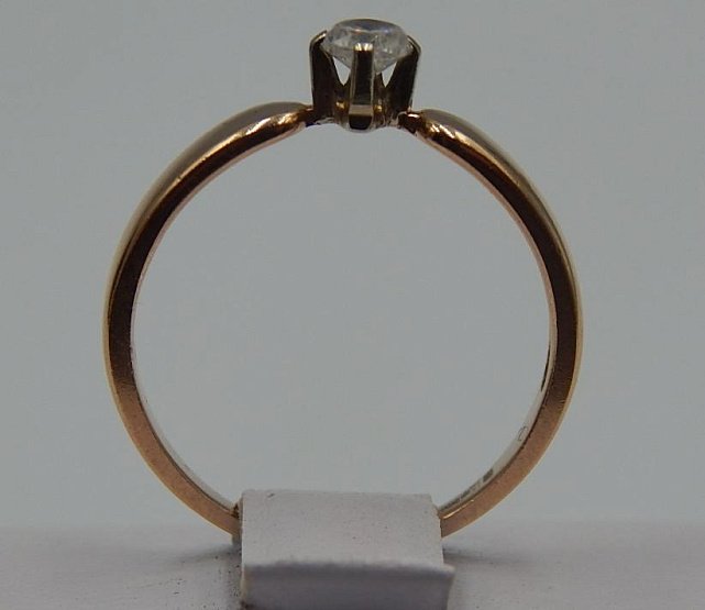 Кольцо из красного золота с цирконием (31957589) 3