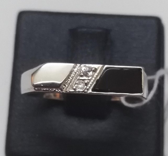 Серебряный перстень с эмалью и цирконием (30843642) 0