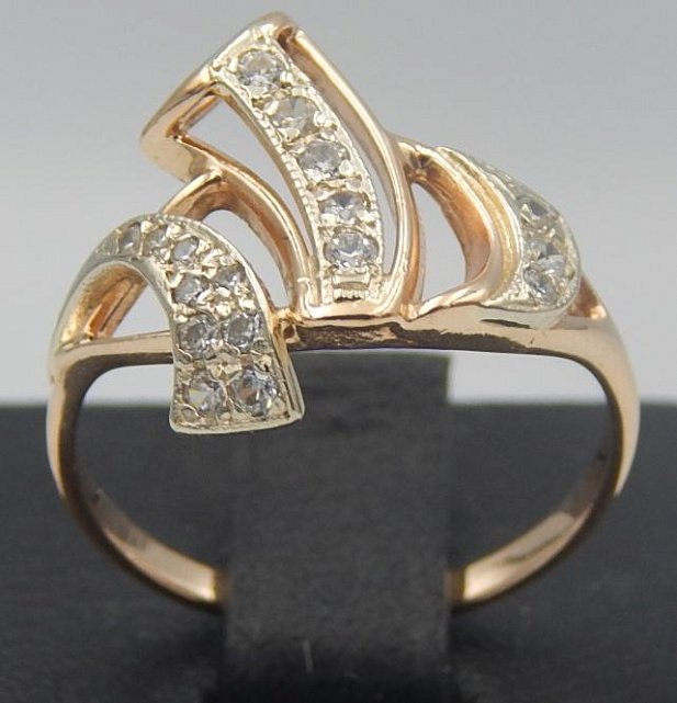Кольцо из красного и белого золота с цирконием (30488853) 1