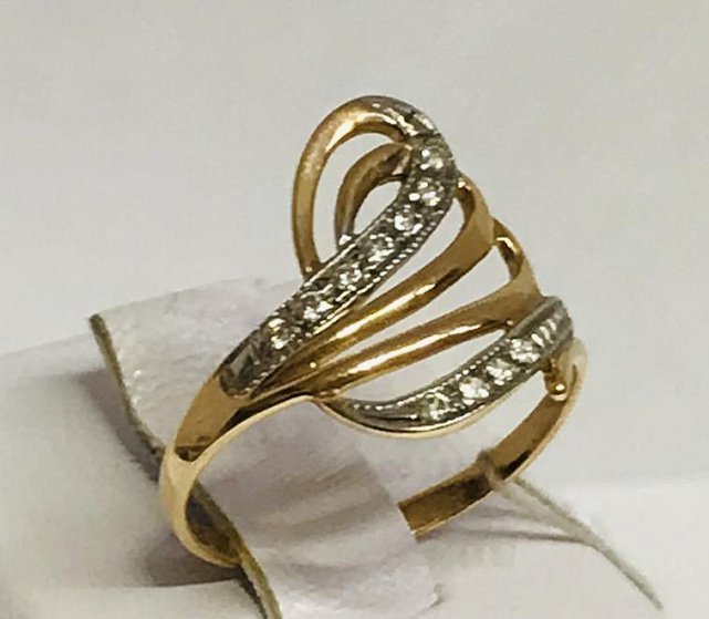 Кольцо из красного и белого золота с цирконием (29274141) 0