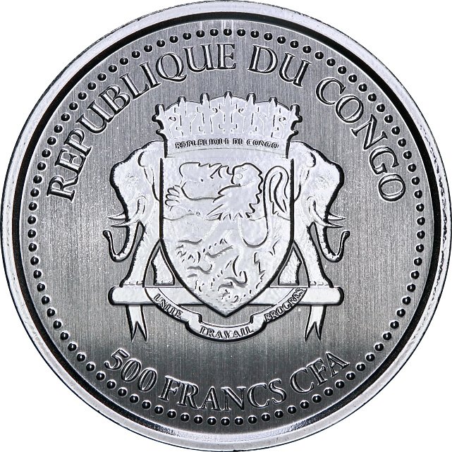 Серебряная монета 1oz Сильвербэк Горилла 5000 франков КФА 2021 Конго (29323576) 7