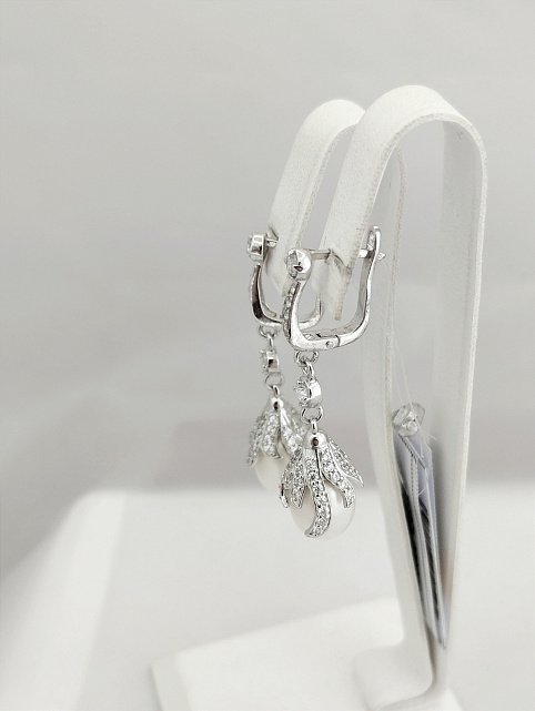 Срібні сережки з перлами і цирконієм (32815705) 2