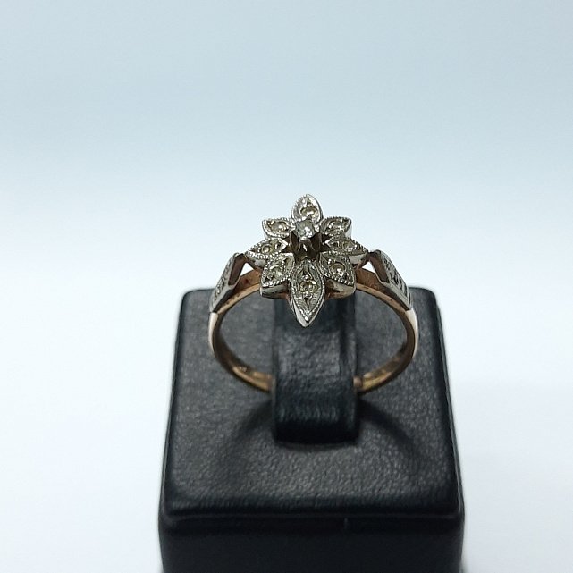 Кольцо из красного и белого золота с бриллиантом (-ми) (33197410) 1