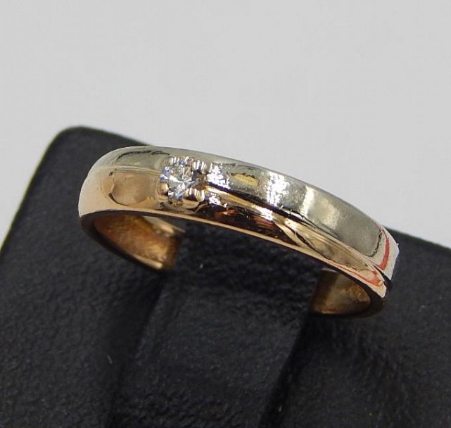 Обручальное кольцо из красного и белого золота с бриллиантом (-ми) (24467172) 0