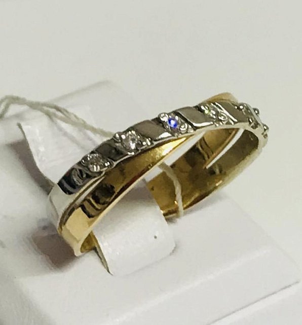 Кольцо из красного и белого золота с цирконием (29782601) 1