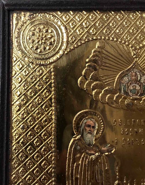 Икона «Святые преподобные Зосим и Савватий» (позолота) нач. ХІХ века (31299583) 3
