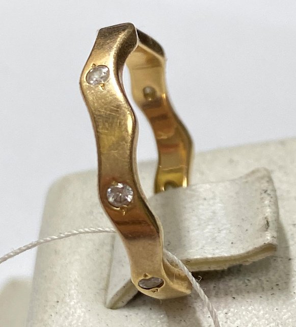 Обручальное кольцо из красного золота с цирконием (33905906) 2