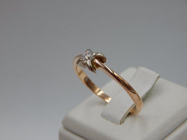 Кольцо из красного и белого золота с бриллиантом (-ми) (31188799) 2