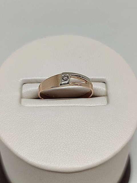 Кольцо из красного и белого золота с бриллиантом (-ми) (30859161) 2