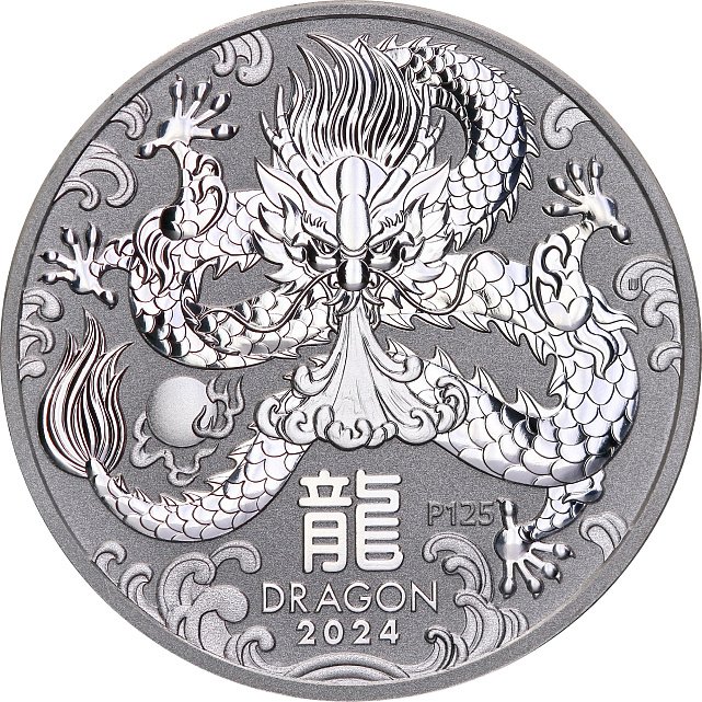 Срібна монета 1oz Рік Дракона 1 долар 2024 Австралія (MD Premier + PCGS FirstStrike) (32643920) 0