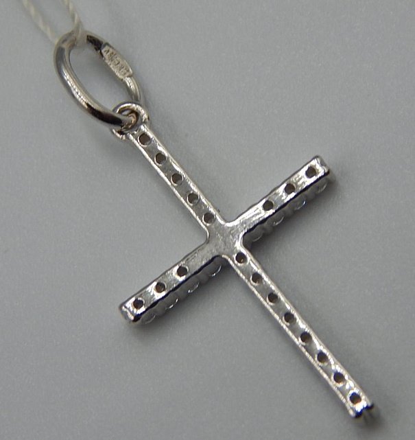 Срібний підвіс-хрест із цирконієм (32929571) 2