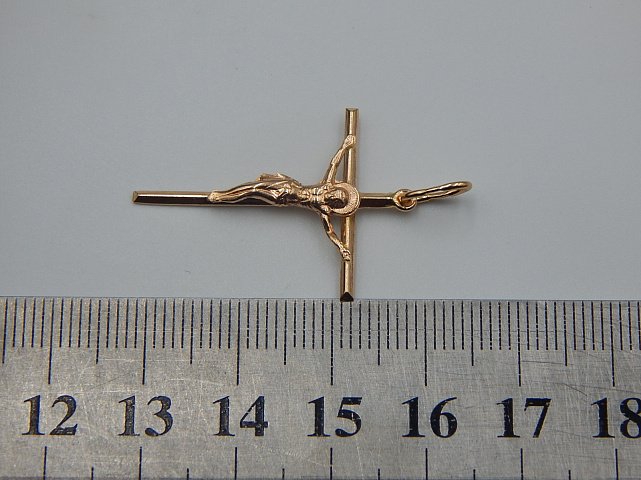 Підвіс-хрест з червоного золота (33945795) 4