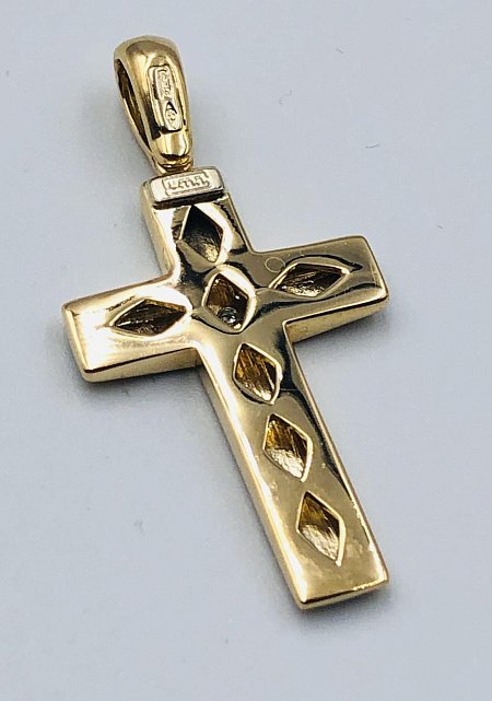 Підвіс-хрест із жовтого та білого золота з діамантом (-ми) (33616159) 1