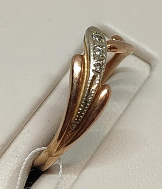 Кольцо из красного и белого золота с бриллиантом (-ми) (27416563) 3