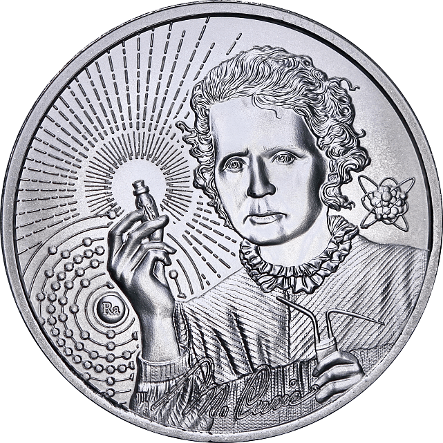 Серебряная монета 1oz Иконы Инноваций: Мария Кюри 2 доллара 2023 Ниуэ (30284426) 0