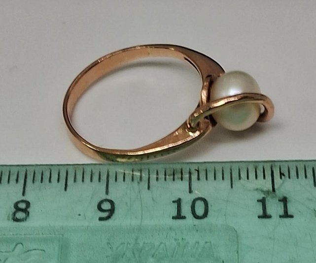 Кольцо из красного золота с жемчугом (33249899) 5
