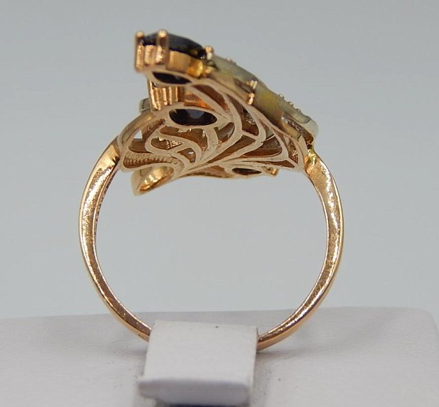 Кольцо из красного и белого золота с цирконием (32198840)  3