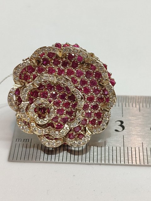 Кольцо из красного и белого золота с сапфиром и бриллиантом (-ми) (27417595) 11