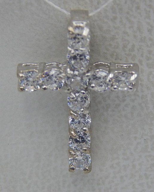 Срібний підвіс-хрест із цирконієм (28349192) 0