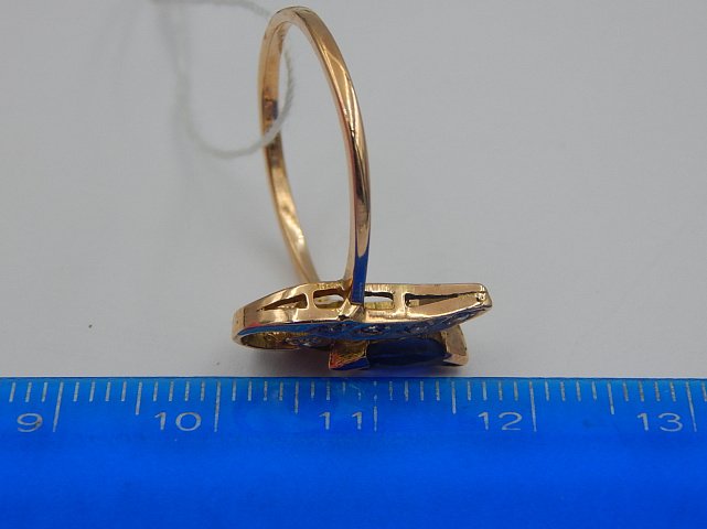 Кольцо из красного золота с сапфиром и бриллиантом (-ми) (30963411) 3