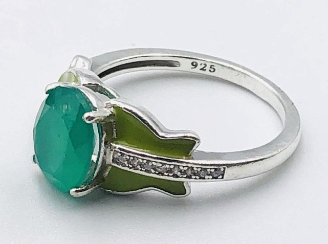 Серебряное кольцо с эмалью и цирконием (33721713) 1