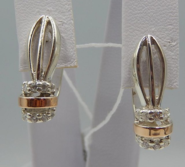 Срібні сережки з позолотою та цирконієм (31650188) 0