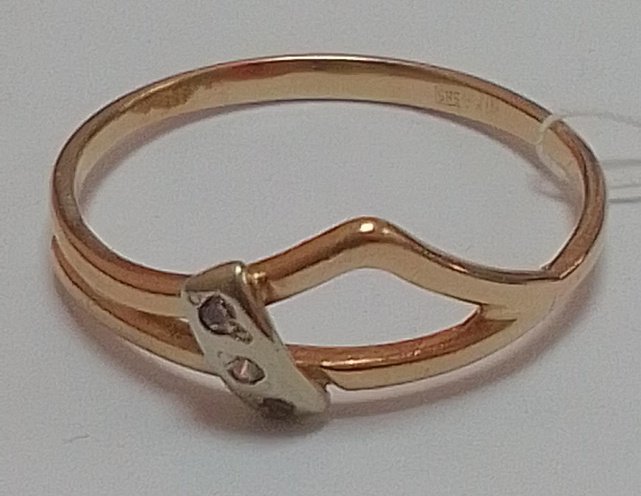 Кольцо из красного и белого золота с цирконием (32767515)  1
