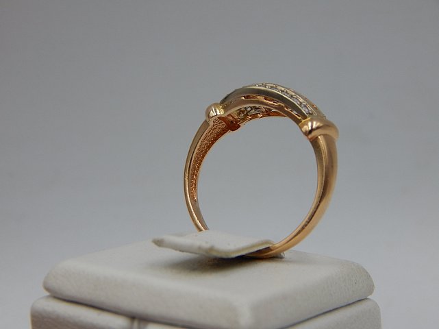 Кольцо из красного и белого золота с цирконием (33763180)  4
