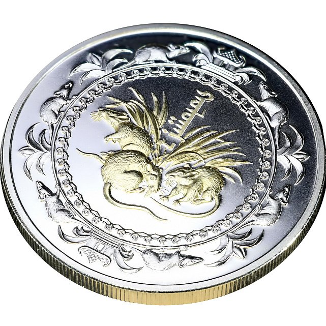 Серебряная монета 1oz Год Крысы (Мыши) 500 тугриков 2008 Монголия (32545617) 2