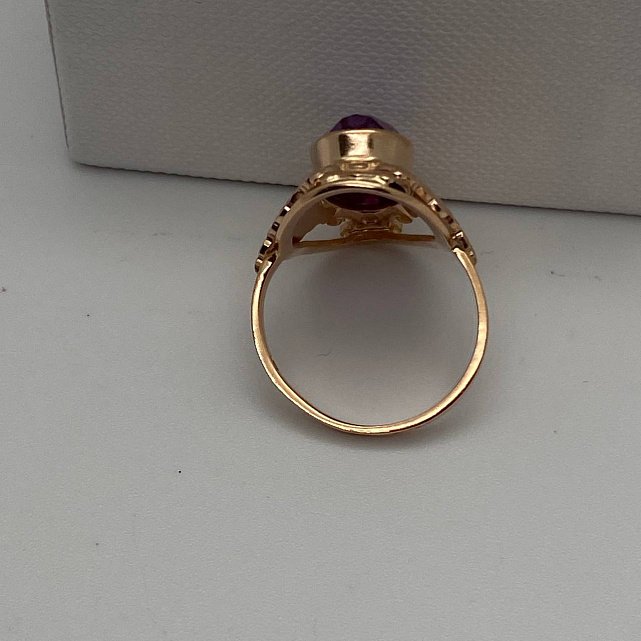 Кольцо из красного золота с корундом (30606793) 3