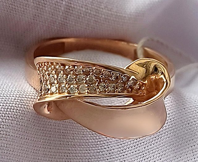 Кольцо из красного золота с цирконием (32634845) 3
