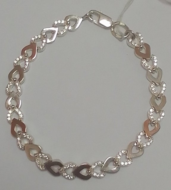 Срібний браслет з позолотою та цирконієм (32355169) 0