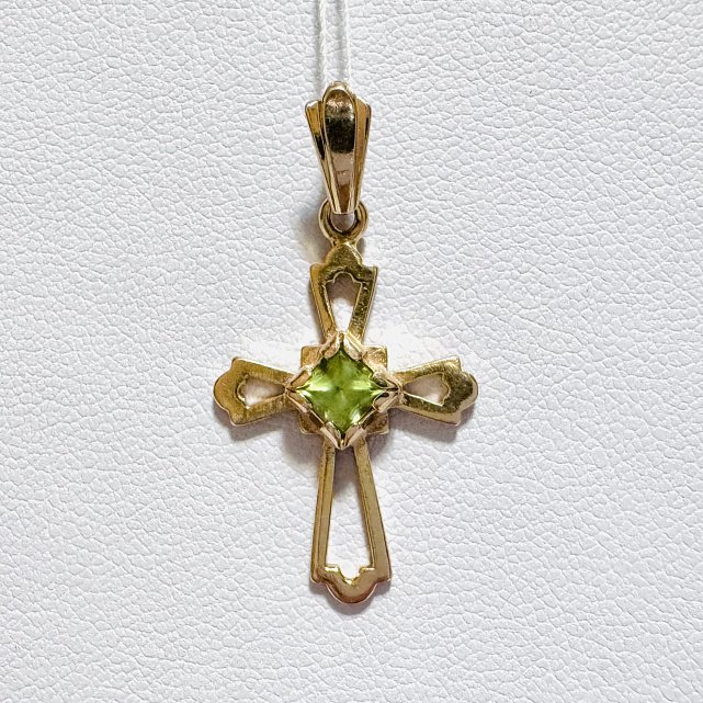Підвіс-хрест з червоного золота з цирконієм (33775887) 0
