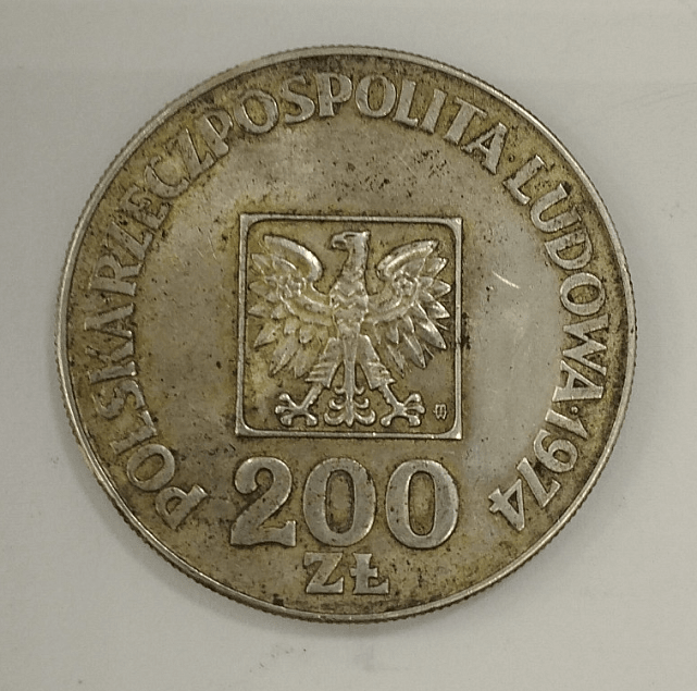 Срібна монета 200 злотих 1974 Польща (33022366) 0