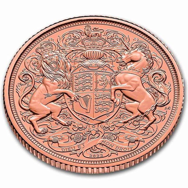 Золотая монета Соверен Карла III «Мемориал» 2022 Великобритания (31805315) 3