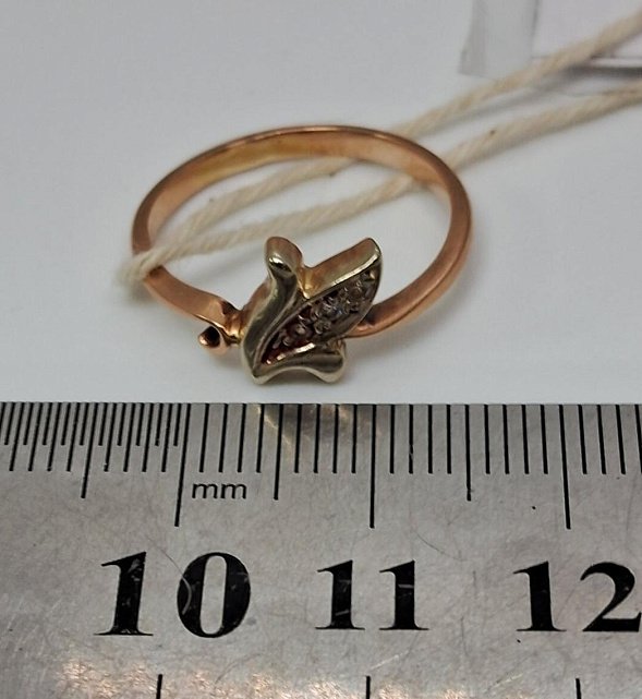 Кольцо из красного и белого золота с цирконием (32473553) 5