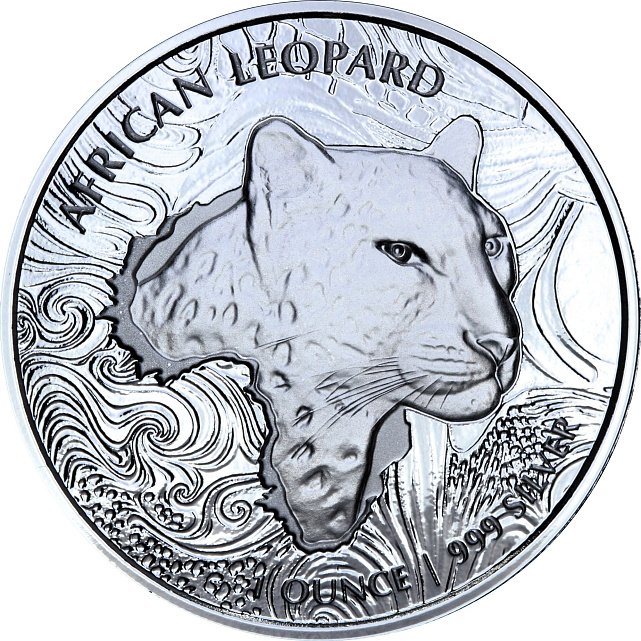 Серебряная монета 1oz Африканский Леопард 5 седи 2019 Гана (33214222) 0