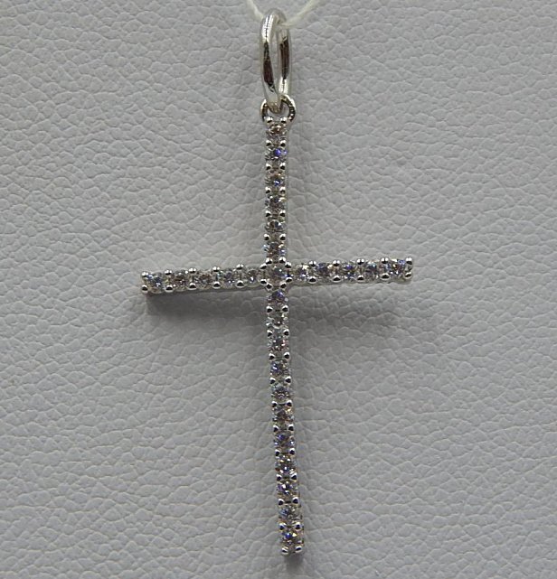 Срібний підвіс-хрест із цирконієм (33062809) 0