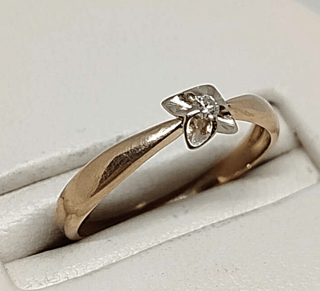 Кольцо из красного и белого золота с бриллиантом (-ми) (33689825)  0