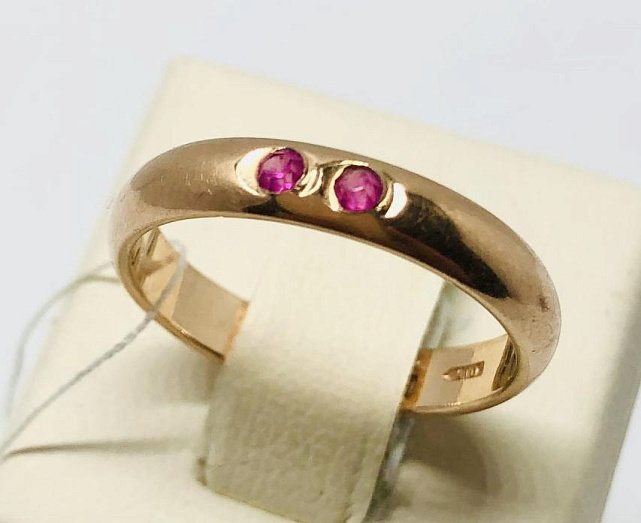 Обручальное кольцо из красного золота с рубином (33677496)  0