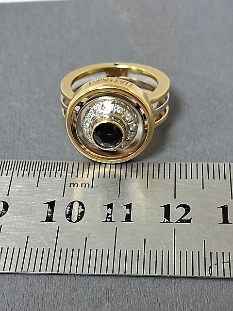Кольцо из желтого и белого золота с сапфиром и бриллиантом (-ми) (31783401) 7